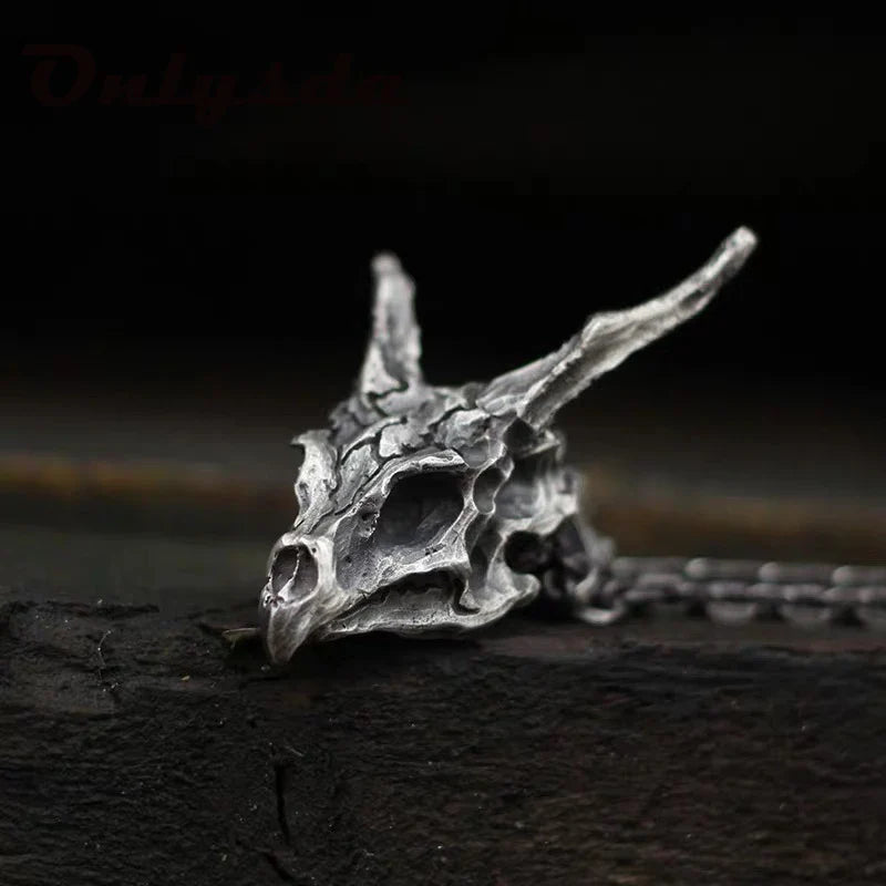 Viking Dragon Necklace with Dragon Skull Pendant