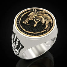 Load image into Gallery viewer, Norse Odin Fenrir Viking Ring with Embossed Paw | Silver or Gold
