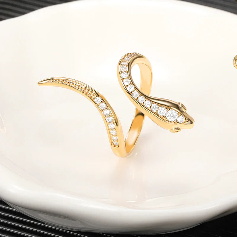 Viking Snake Ring with Inlay Scales in Silver/Gold