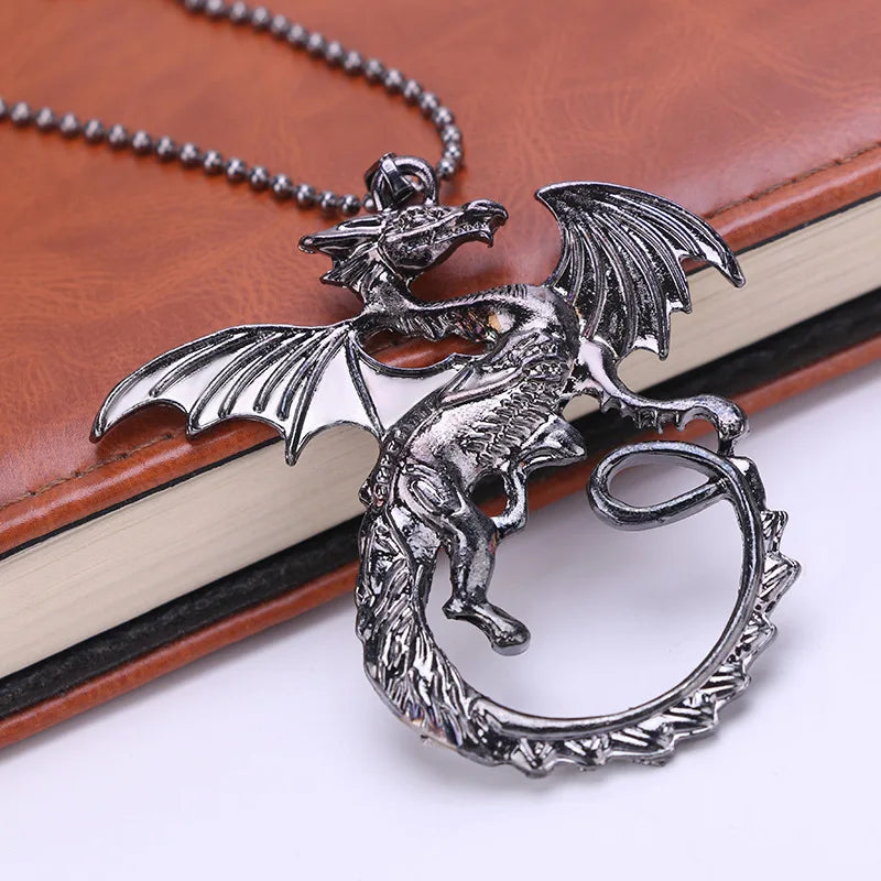 Viking Dragon Necklace with Wings and Chain