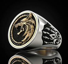 Load image into Gallery viewer, Norse Odin Fenrir Viking Ring with Embossed Paw | Silver or Gold
