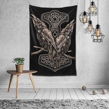 Load image into Gallery viewer, Ravens of Odin Wall Tapestry Decor
