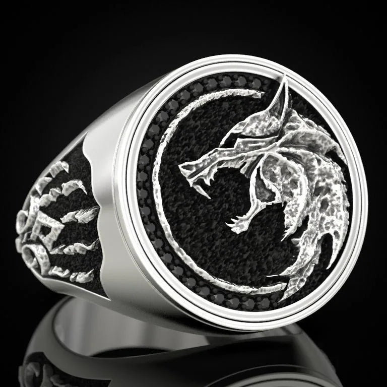 Norse Odin Fenrir Viking Ring with Embossed Paw | Silver or Gold