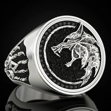 Load image into Gallery viewer, Norse Odin Fenrir Viking Ring with Embossed Paw | Silver or Gold
