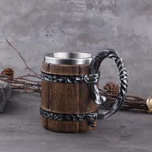 Load image into Gallery viewer, Feasting Wood and Iron Modern Viking Tankard Viking Decor

