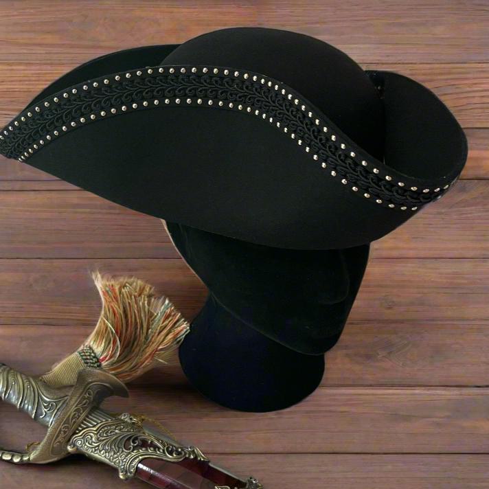 Black Pirate Tricorn Hat