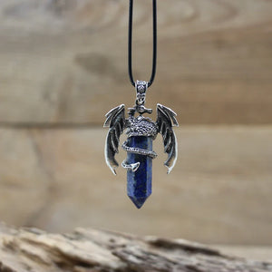 Viking Dragon Necklace with Quartz Crystal