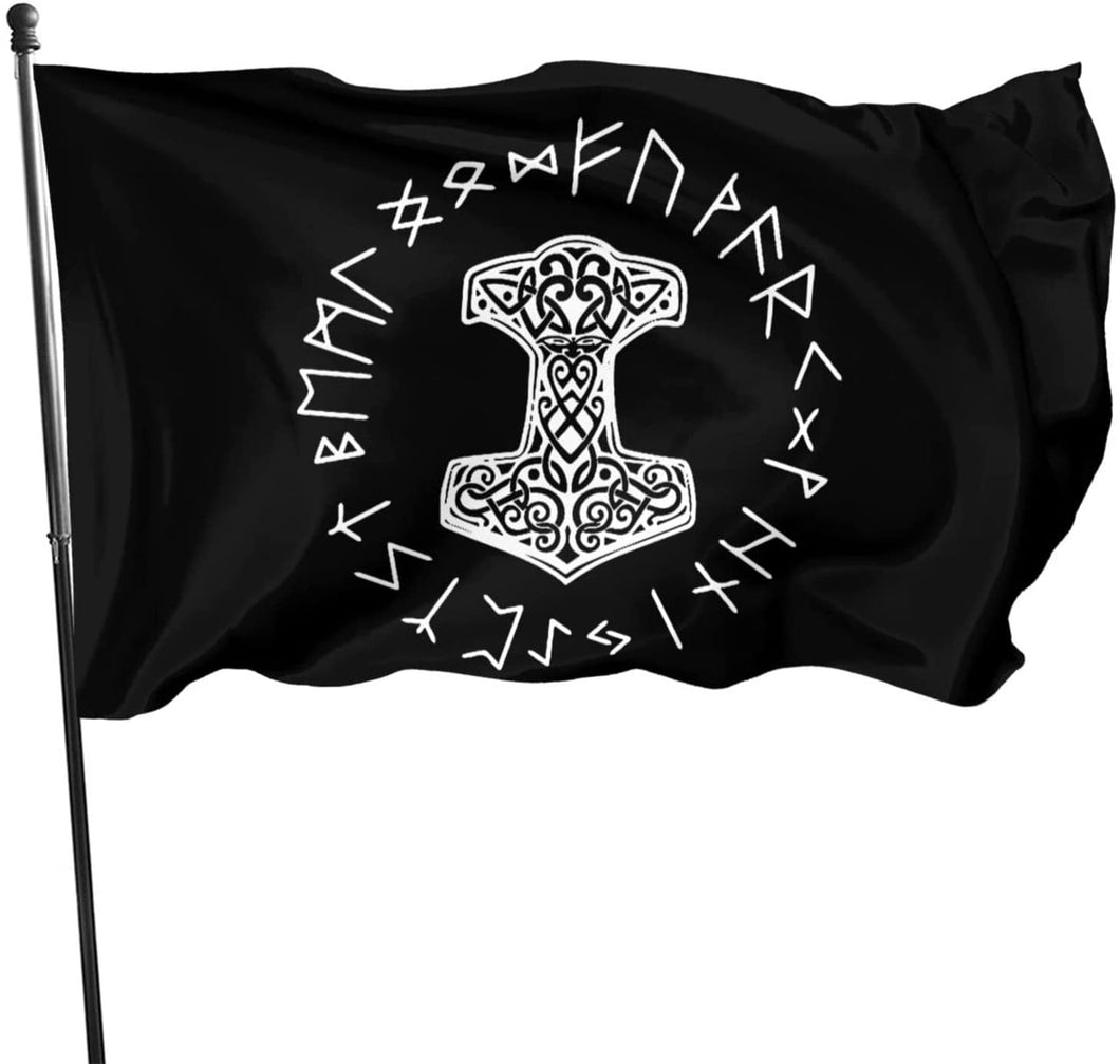 Viking Thor's Hammer ( Mjolnir) Banner Flag