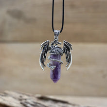 Load image into Gallery viewer, Viking Dragon Necklace with Quartz Crystal
