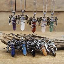 Load image into Gallery viewer, Viking Dragon Necklace with Quartz Crystal
