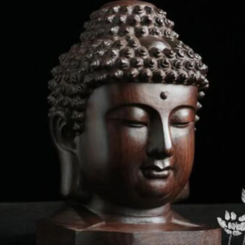 Wooden Buddha Head Statue 