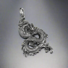 Load image into Gallery viewer, Viking Dragon Necklace of Jormungandr Serpent in Silver/Gold
