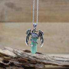 Load image into Gallery viewer, Viking Dragon Necklace with Quartz Crystal
