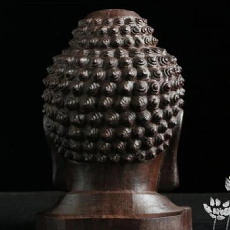 Wooden Buddha Head Statue 