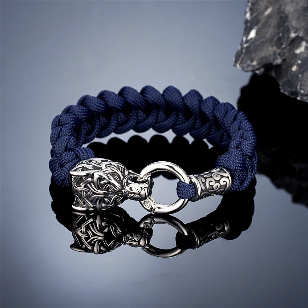 Viking Wolf Bracelet with Paracord Rope | Multiple Colors