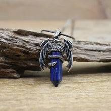 Load image into Gallery viewer, Viking Dragon Necklace with Quartz Crystal
