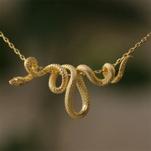 Load image into Gallery viewer, Viking Snake Necklace with Coiled Serpent Jormungandr
