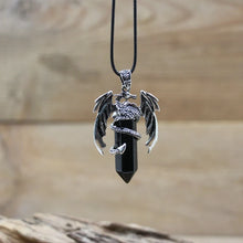 Load image into Gallery viewer, Viking Dragon Necklace with Quartz Crystal
