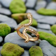 Load image into Gallery viewer, Viking Snake Ring with Inlay Double Gemstone Snakeskin Pattern
