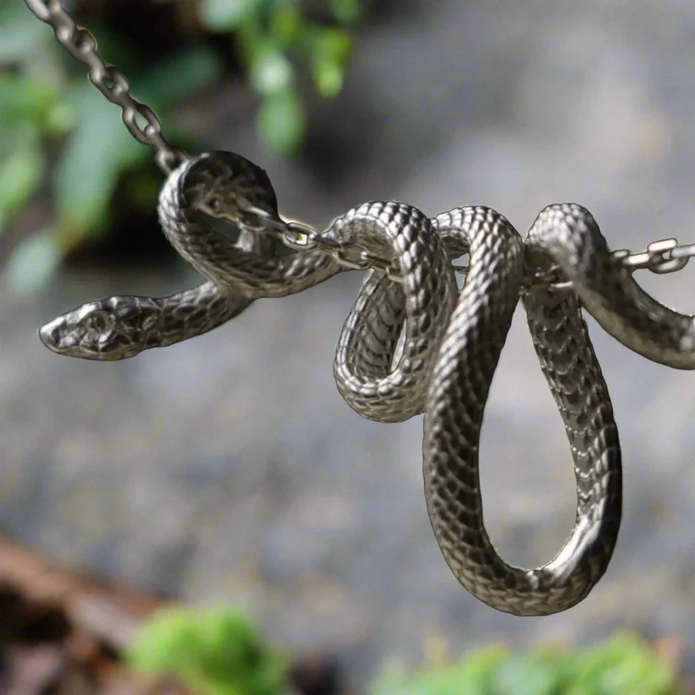 Viking Snake Necklace with Coiled Serpent Jormungandr