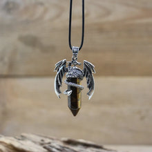 Load image into Gallery viewer, Viking Dragon Necklace with Quartz Crystal
