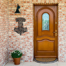 Load image into Gallery viewer, Thor&#39;s Hammer Mjolnir Metal Wall Sign
