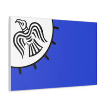 Load image into Gallery viewer, Viking Art on Canvas - Odin&#39;s Raven on White background on Blue Banner

