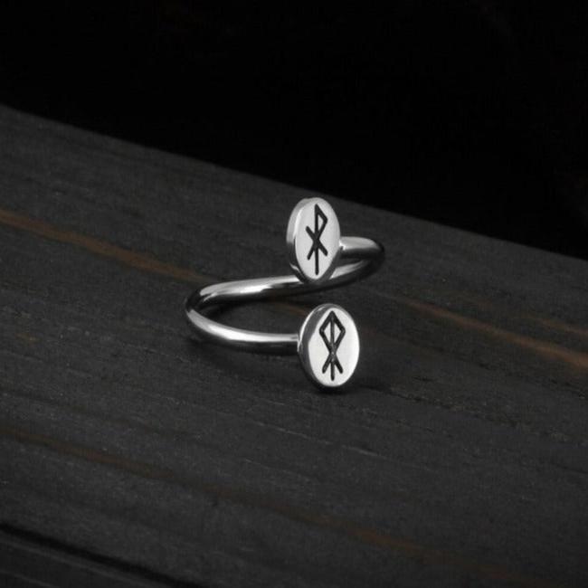 Adjustable Rune Words Cuff Ring