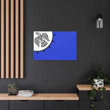 Load image into Gallery viewer, Viking Art on Canvas - Odin&#39;s Raven on White background on Blue Banner
