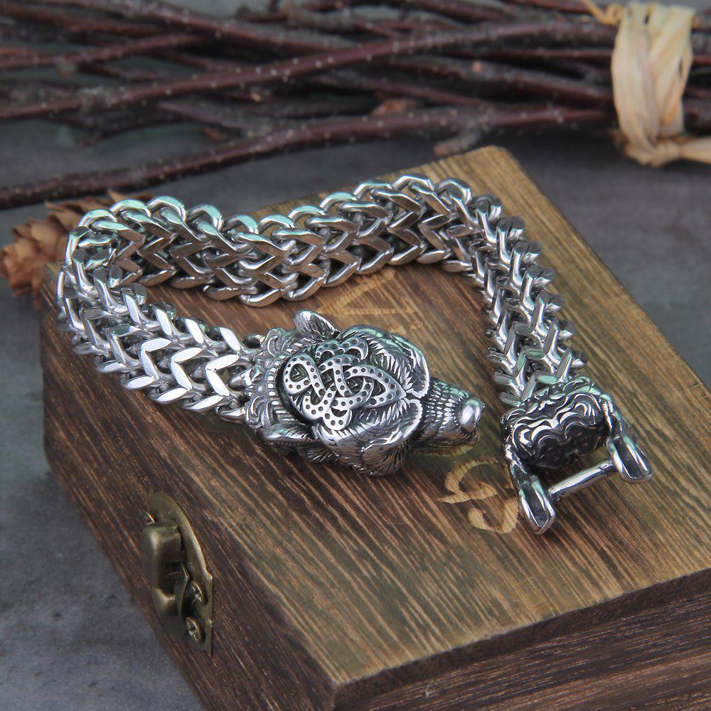 Bear Jewelry Berserker Bear Bracelet - Steel Norse Viking Jewelry