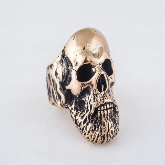 Bearded Skull Bronze Unique Ring Biker Ring