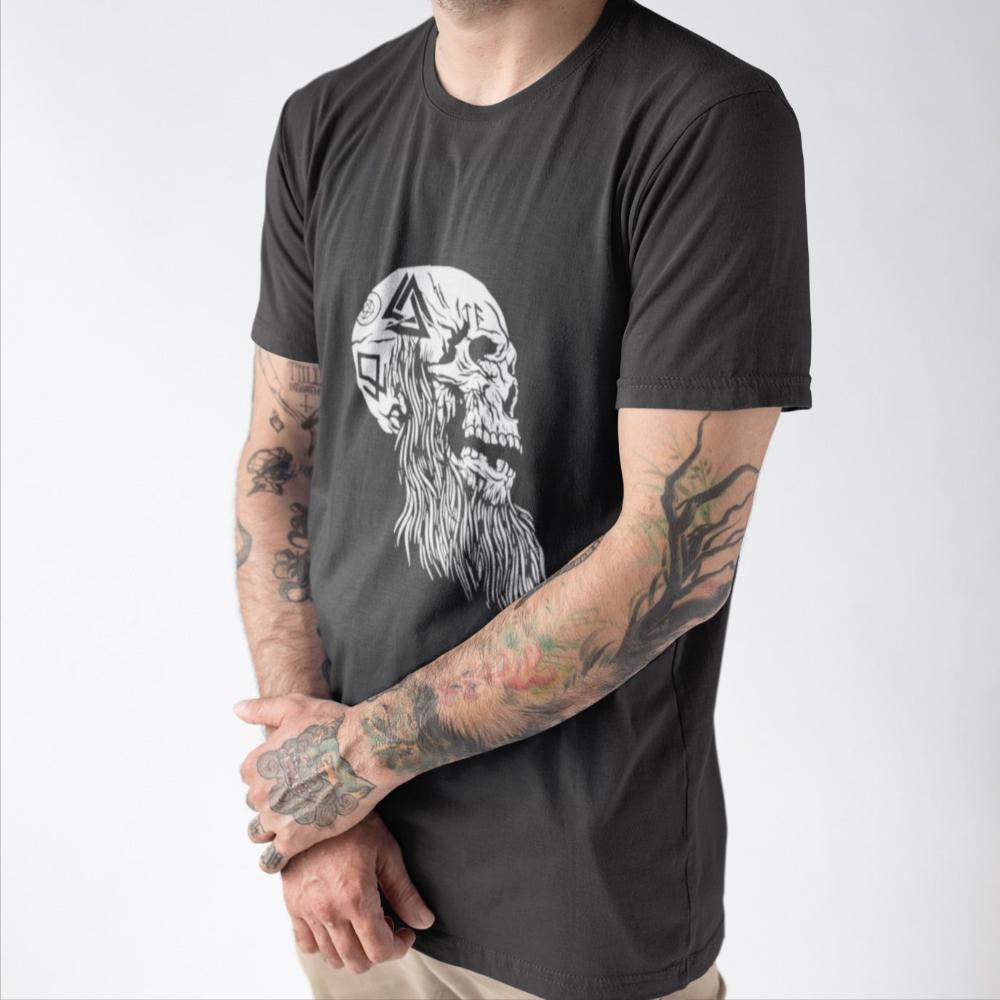 Bearded Viking Skull with Runes T-Shirt