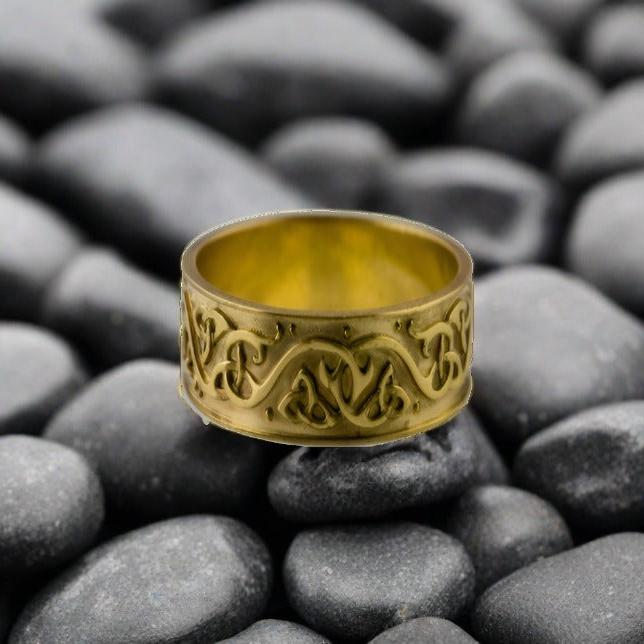 Handcrafted 14K/18K Gold Viking Ornament Ring | Historical Heirloom