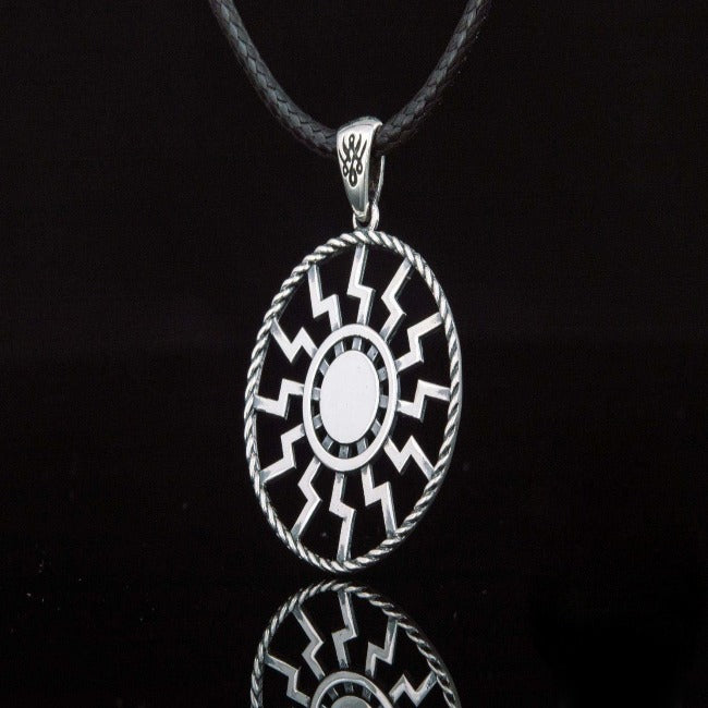 Sterling Silver Black Sun Viking Pendant | Double Sided