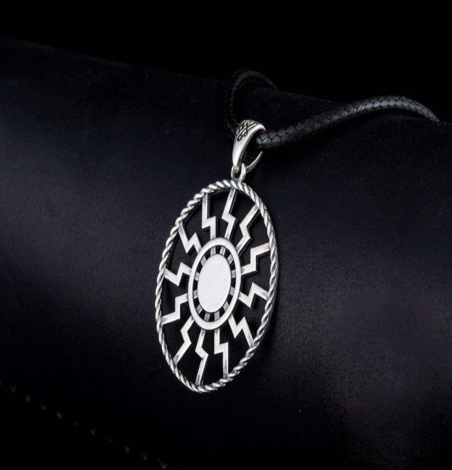 Sterling Silver Black Sun Viking Pendant | Double Sided