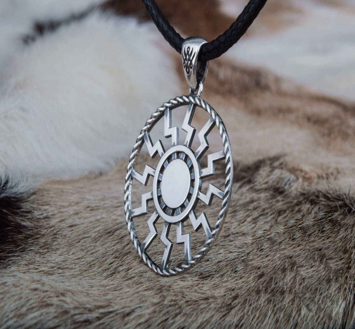 Sterling Silver Black Sun Viking Pendant | Double Sided