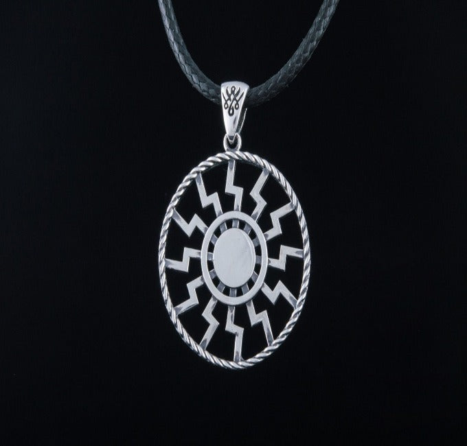 Sterling Silver Black Sun Viking Pendant | Double Sided