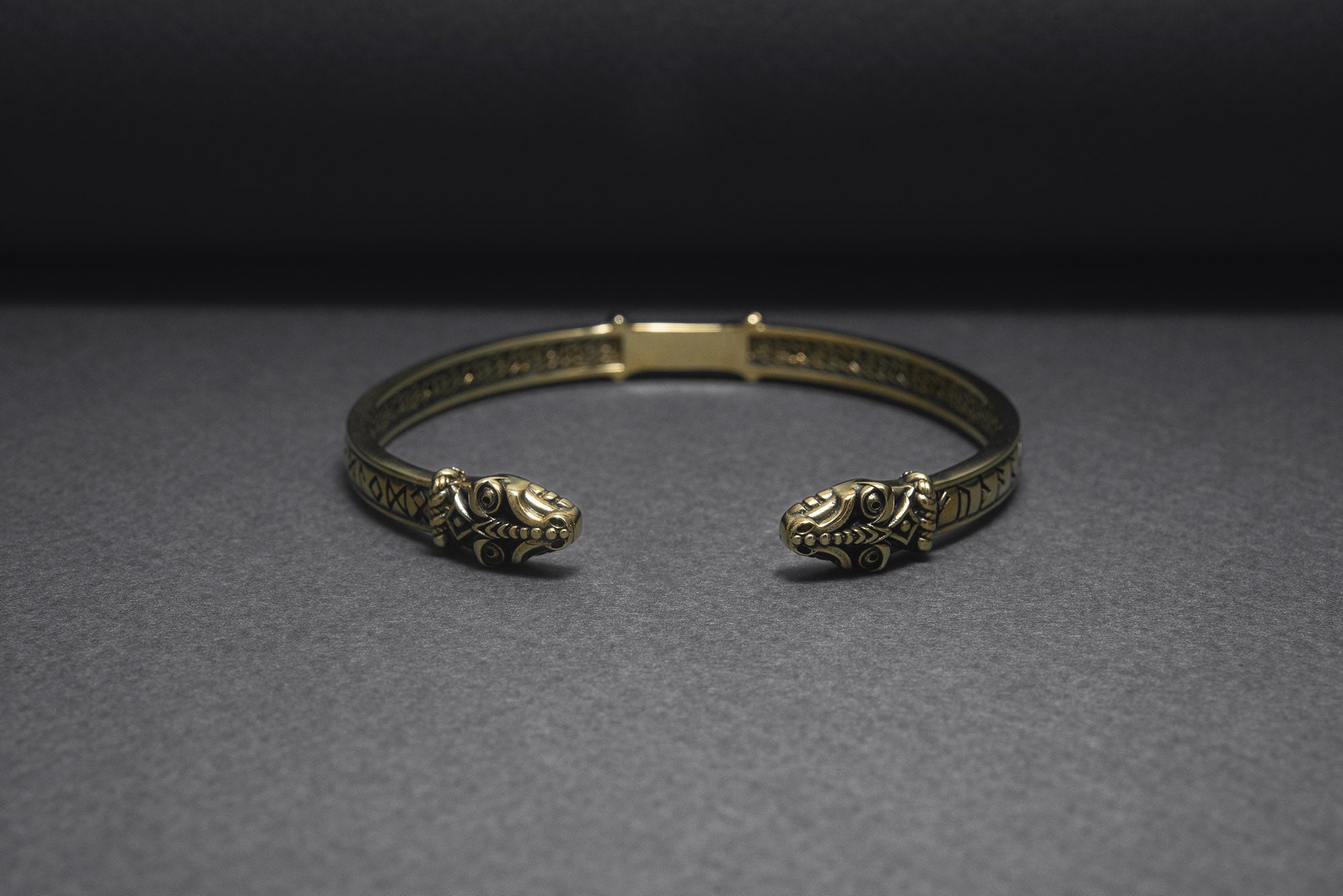 Viking Jormungandr Bracelet | Engraved Elder Futhark Runes