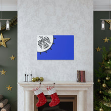 Load image into Gallery viewer, Viking Art on Canvas - Odin&#39;s Raven on White background on Blue Banner
