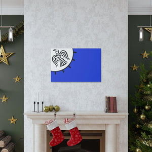 Viking Art on Canvas - Odin's Raven on White background on Blue Banner