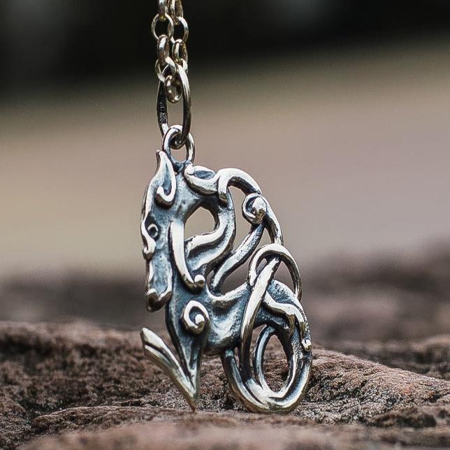 Celtic & Viking Wolf Pendant |Handcrafted Sterling Silver