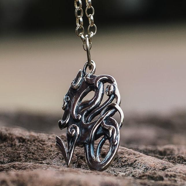 Celtic & Viking Wolf Pendant |Handcrafted Sterling Silver