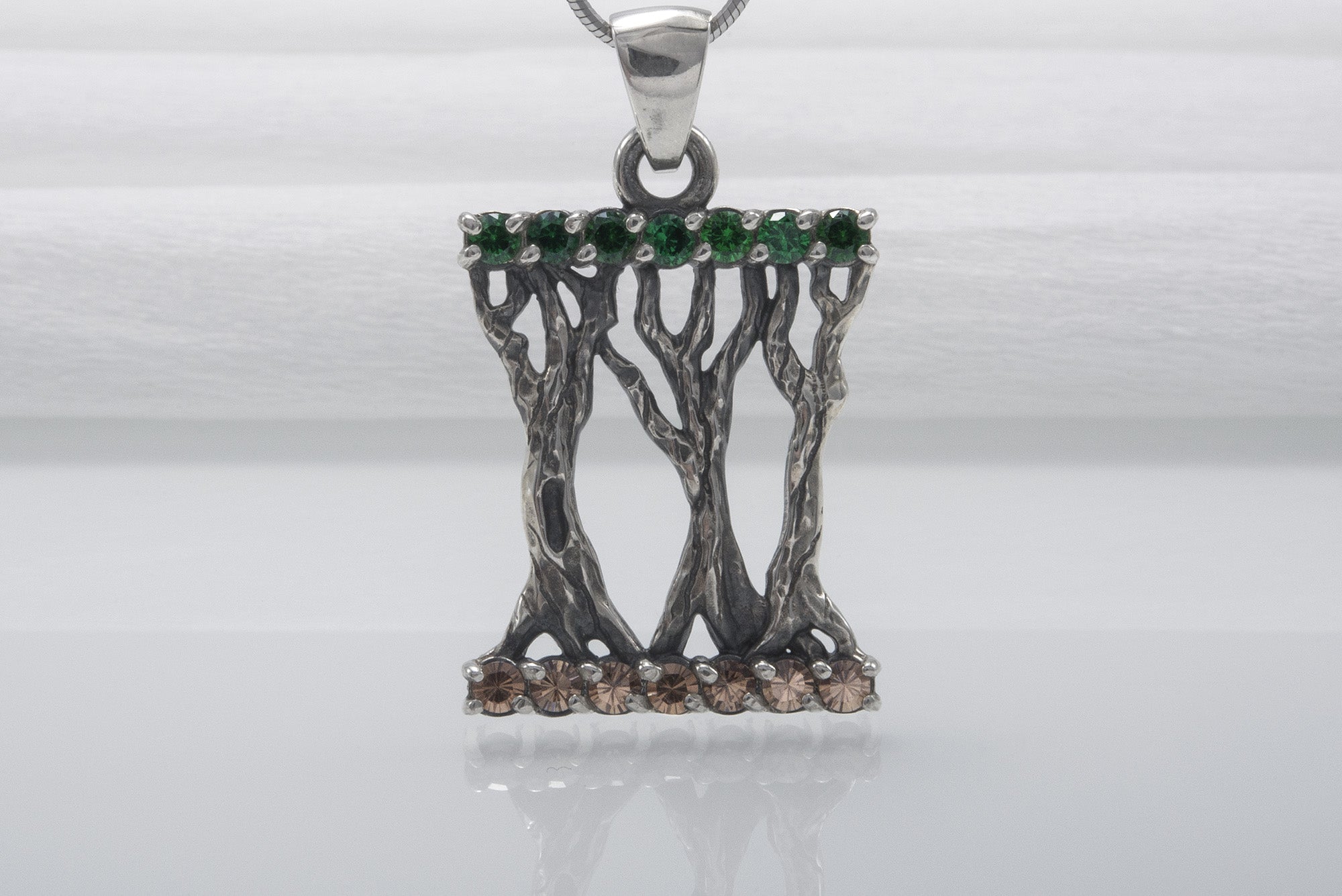 Norse 925 Silver Pendant With Yggdrasil Tree And Gems, Fashion Handmade Jewelry