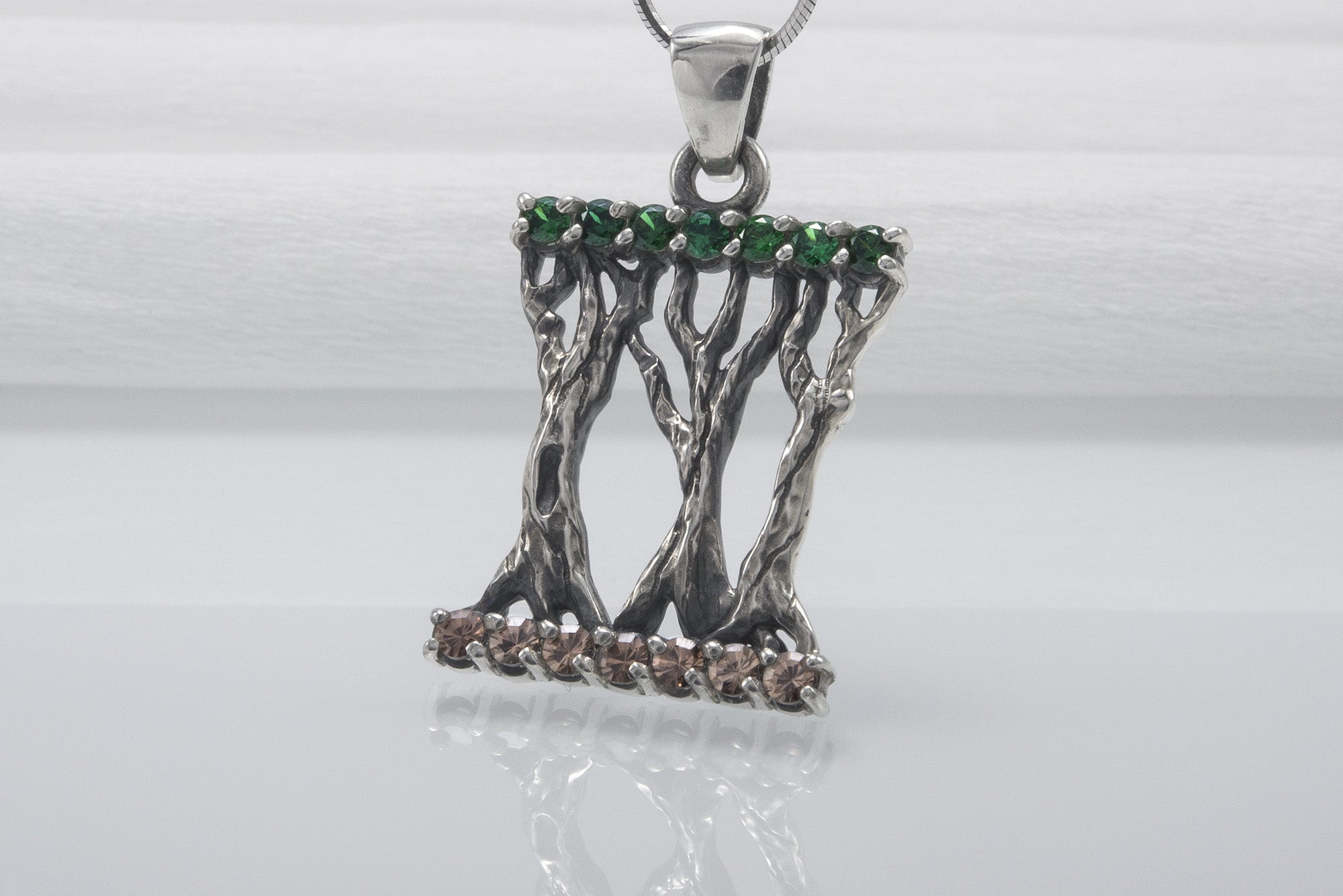 Norse 925 Silver Pendant With Yggdrasil Tree And Gems, Fashion Handmade Jewelry