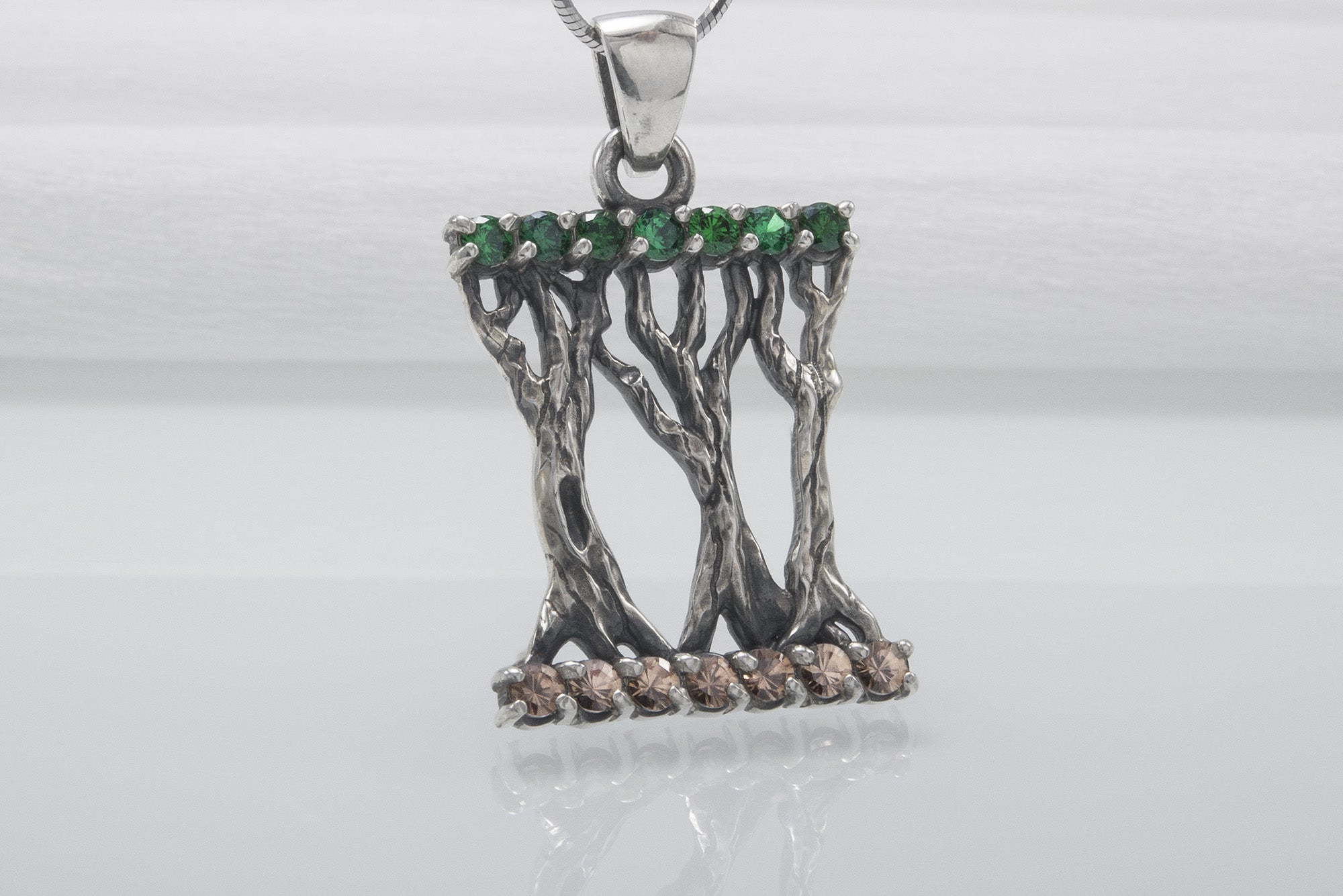 Norse 925 Silver Pendant With Yggdrasil Tree And Gems, Fashion Handmade Jewelry