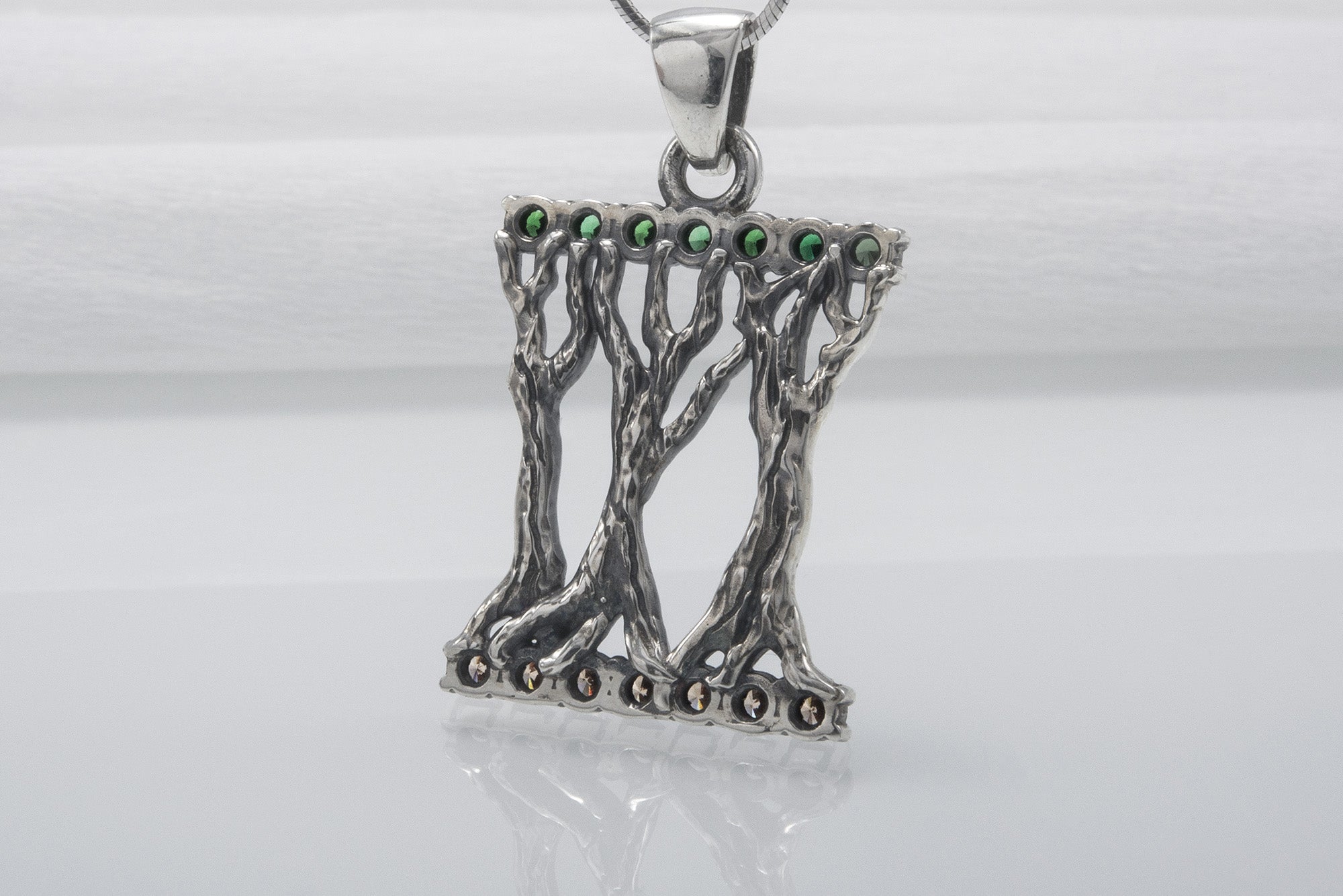 Norse 925 Silver Pendant With Yggdrasil Tree And Gems, Fashion Handmade Jewelry