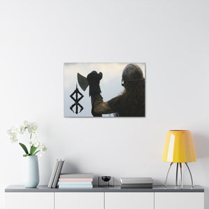 Viking Art on Canvas - Viking with "Strength" Rune