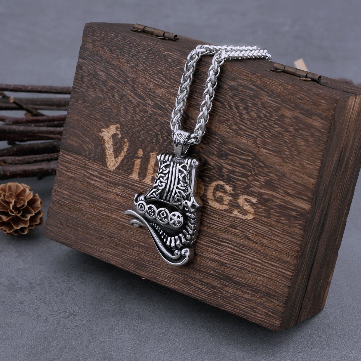 Dragon Boat Stainless Steel Viking Necklace