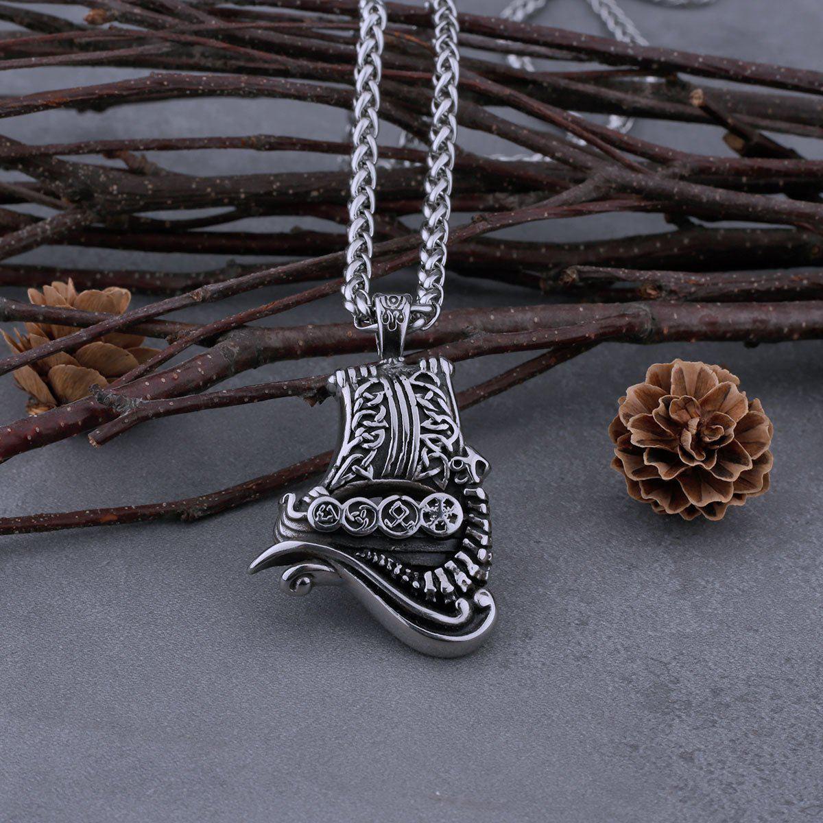 Dragon Boat Stainless Steel Viking Necklace