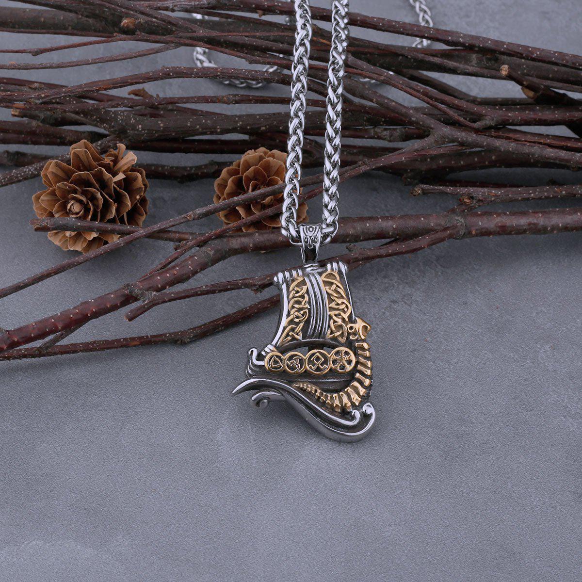 Dragon Boat Stainless Steel Viking Necklace